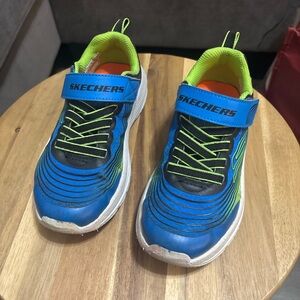 Skechers Kids Blue and Neon Green Sneakers
